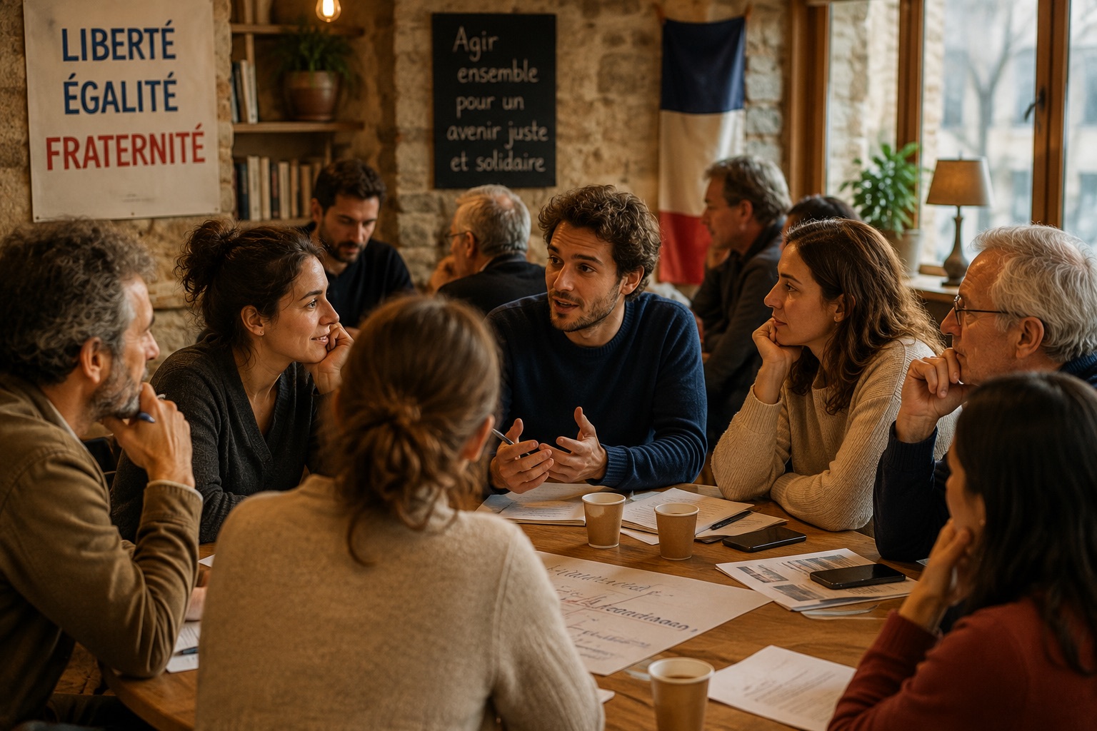 Citoyens en discussion autour d'une table